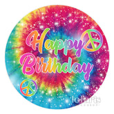Hippie Chromatisch Thema Glücklich Geburtstag Kreis Hintergrund